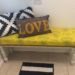 Yellow bench Tulip Slick fabric paint entryway